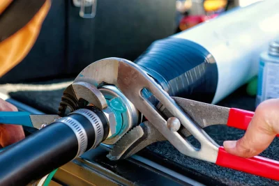 Pipe repair service using professional plumbing tools in Holiday, Florida