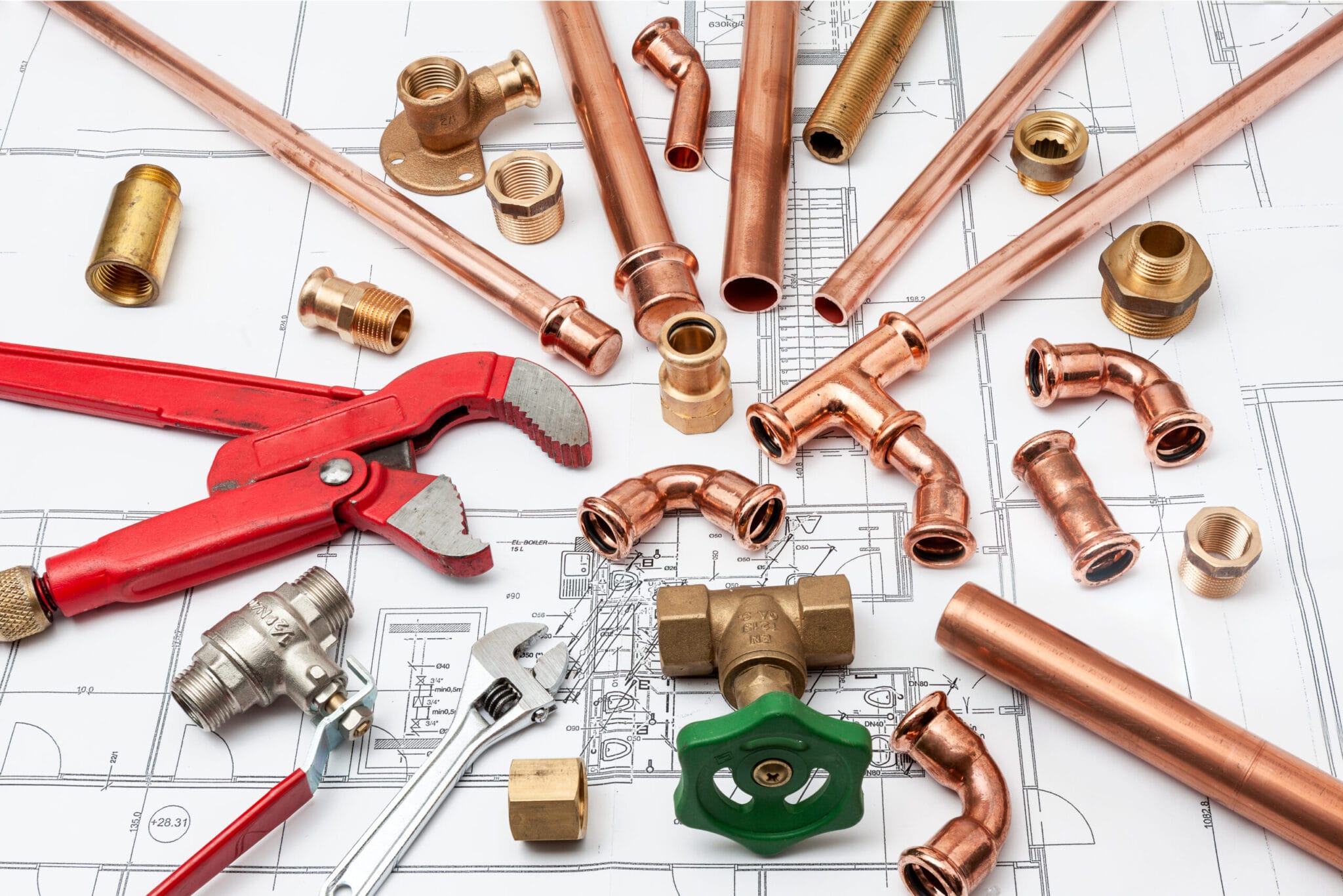 Copper pipe fittings and plumbing parts for Holiday, Florida repairs